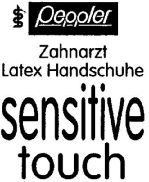 peppler Zahnarzt Latex Handschuhe sensitive touch Logo (DPMA, 12/21/1994)