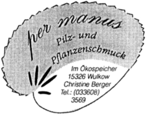 per manus  Pilz- und Pflanzenschmuck Logo (DPMA, 29.07.1995)