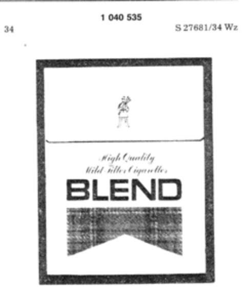 High Quality Mild Filter Cigarettes BLEND Logo (DPMA, 07.03.1974)