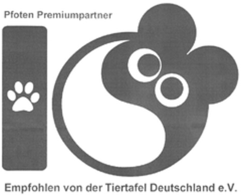 Pfoten Premiumpartner Empfohlen von der Tiertafel Deutschland e.V. Logo (DPMA, 30.05.2013)
