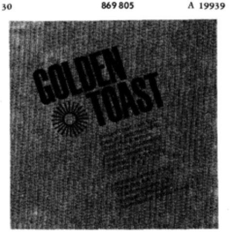 GOLDEN TOAST Logo (DPMA, 22.01.1969)