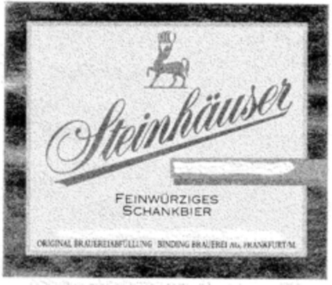 Steinhäuser FEINWÜRZIGES SCHANKBIER Logo (DPMA, 02/04/1987)