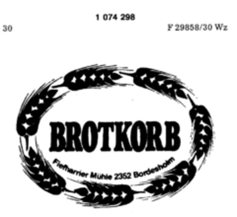 BROTKORB Fiefharrier Mühle 2352 Bordesholm Logo (DPMA, 03.06.1980)