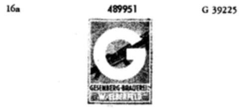 GESENBERG-BRAUEREI W.-ELBERFELD Logo (DPMA, 06.08.1936)