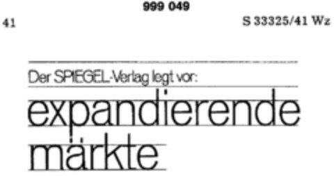 Der SPIEGEL-Verlag legt vor: expandierende märkte Logo (DPMA, 04/02/1979)