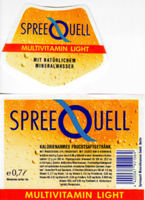 SPREEQUELL MULTIVITAMIN LIGHT Logo (DPMA, 11/23/1991)