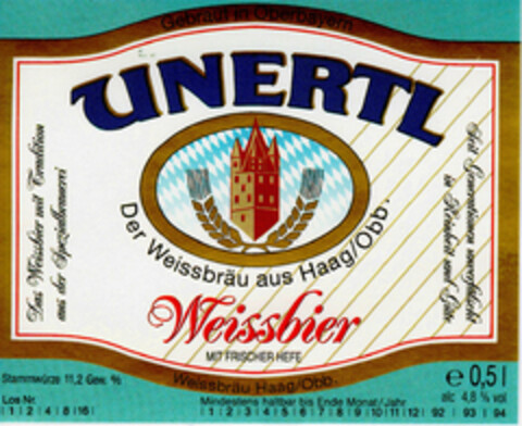 UNERTL Weissbier Logo (DPMA, 13.04.1992)