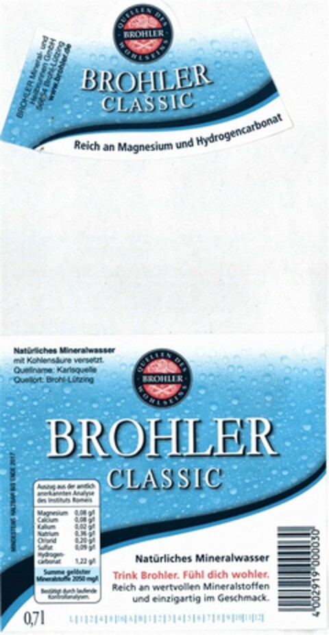 BROHLER CLASSIC Logo (DPMA, 23.07.2015)