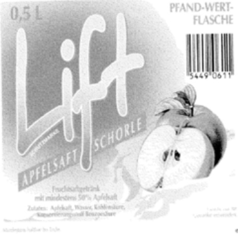 Lift APFELSAFT SCHORLE Logo (DPMA, 11.01.1997)