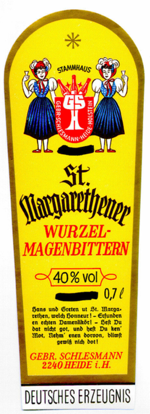 St. Margarethener Wurzel-Magenbittern Logo (DPMA, 29.02.1992)