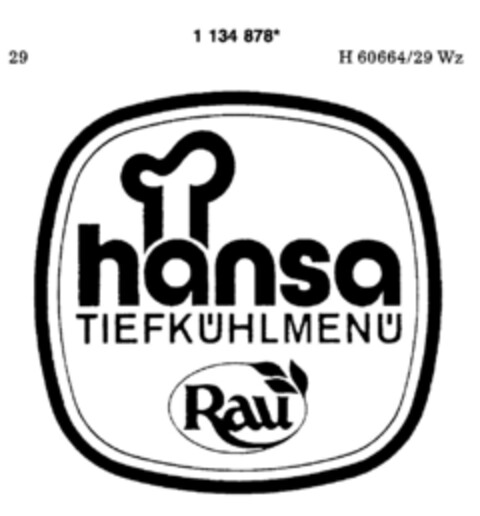 hansa TIEFKÜHLMENUE Rau Logo (DPMA, 06.12.1988)