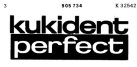 kukident perfect Logo (DPMA, 02.10.1971)