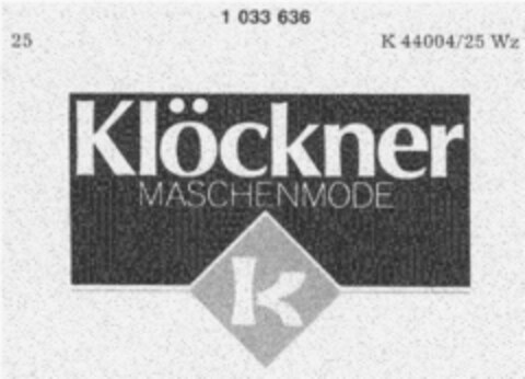 Klöckner MASCHENMODE k Logo (DPMA, 03.12.1981)