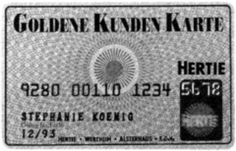 GOLDENE KUNDEN KARTE HERTIE Logo (DPMA, 08/07/1992)