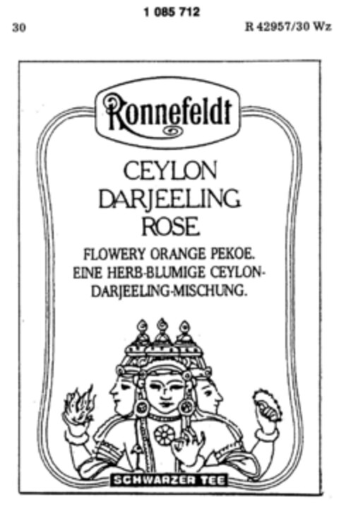 Ronnefeldt CEYLON DARJEELING ROSE Logo (DPMA, 03/28/1985)