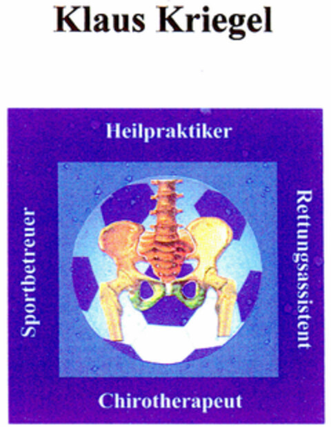 Klaus Kriegel Heilpraktiker Sportbetreuer Rettungsassistent Chirotherapeut Logo (DPMA, 05.04.2002)