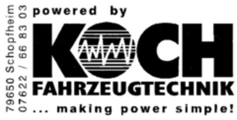 KOCH FAHRZEUGTECHNIK ...making power simple Logo (DPMA, 05/19/1999)