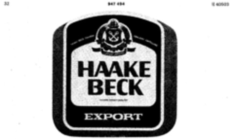 HAAKE BECK EXPORT Logo (DPMA, 16.05.1975)