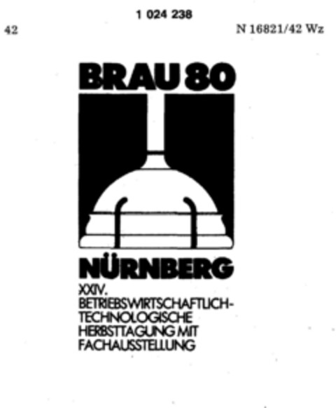 BRAU 80 NÜRNBERG XXIV. BETRIEBSWIRTSCHAFTLICH-TECHNOLOGISCHE HERBSTTAGUNG MIT FACHAUSSTELLUNG Logo (DPMA, 05.12.1979)
