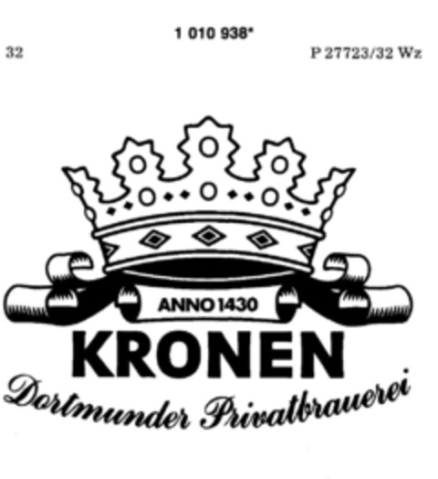 KRONEN Dortmunder Privatbrauerei Logo (DPMA, 10/25/1980)