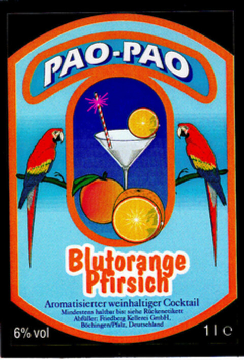 PAO-PAO Blutorange Pfirsich Logo (DPMA, 27.10.1993)