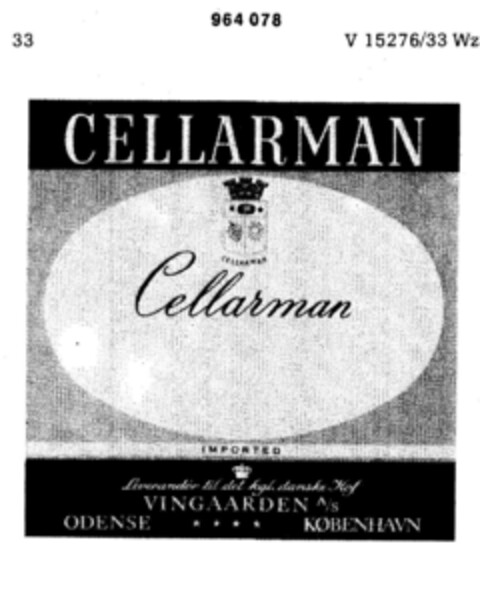 CELLARMAN VINGAARDEN Logo (DPMA, 06.10.1976)