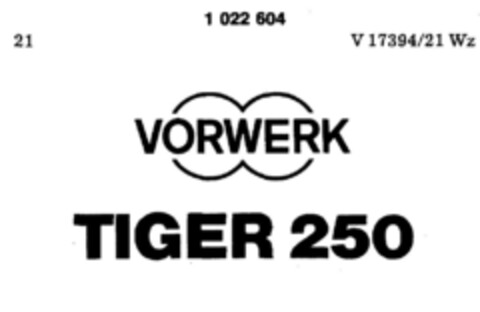 VORWERK TIGER 250 Logo (DPMA, 01/15/1981)