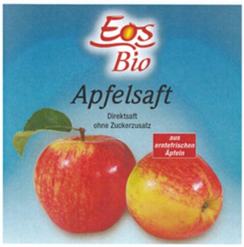 Eos Bio Apfelsaft Direktsaft ohne Zuckerzusatz aus erntefrischen Äpfeln Logo (DPMA, 07/08/2011)