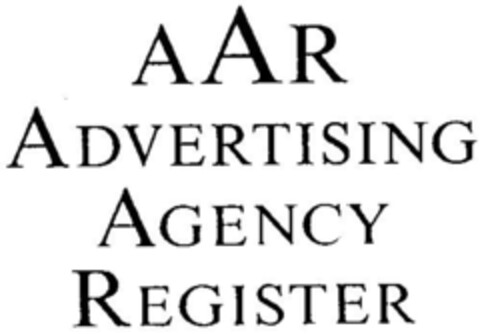 AAR ADVERTISING AGENCY REGISTER Logo (DPMA, 15.07.1997)