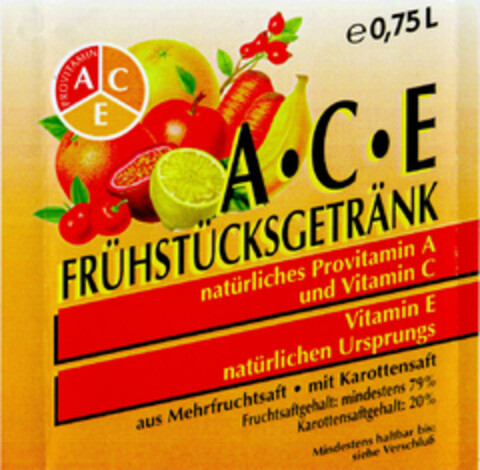 A·C·E FRÜHSTÜCKSGETRÄNK Logo (DPMA, 09/19/1997)