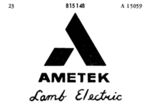 AMETEK Lamb Electric Logo (DPMA, 12/19/1964)