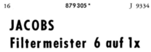 JACOBS Filtermeister 6 auf 1x Logo (DPMA, 01/09/1971)