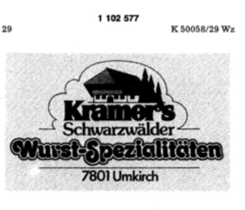 Kramer`s Schwarzwälder Wurst- Spezialitäten Logo (DPMA, 17.07.1986)