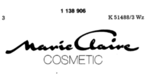 Marie Claire COSMETIC Logo (DPMA, 29.07.1987)