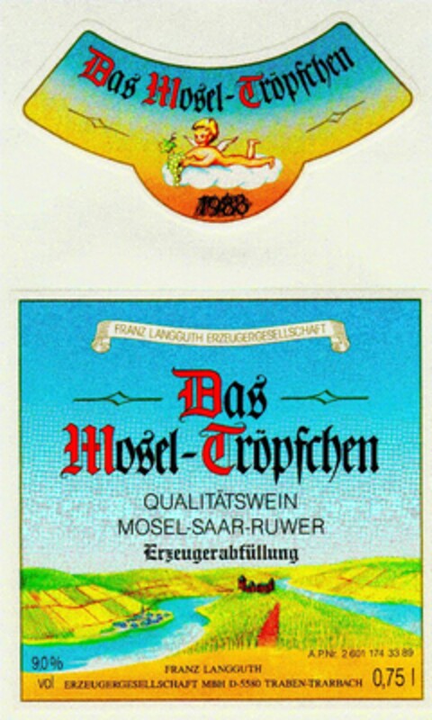 Das Mosel-Tröpfchen QUALITÄTSWEIN MOSEL-SAAR-RUWER Logo (DPMA, 10/20/1989)