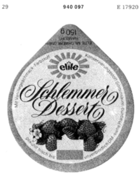 elite Schlemmer Desserts Logo (DPMA, 15.04.1975)