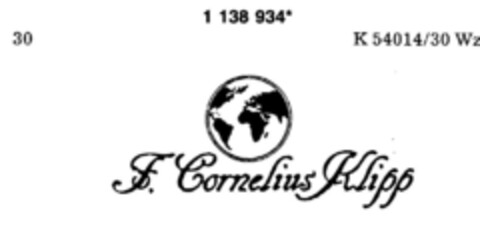 F. Cornelius Klipp Logo (DPMA, 21.02.1989)