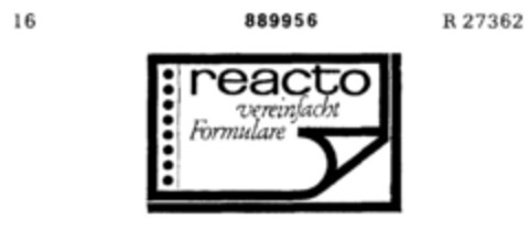 reacto vereinfacht Formulare Logo (DPMA, 18.11.1970)