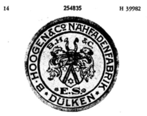 B. HOOGEN&C NÄHFADENFABRIK DÜLKEN Logo (DPMA, 14.06.1920)