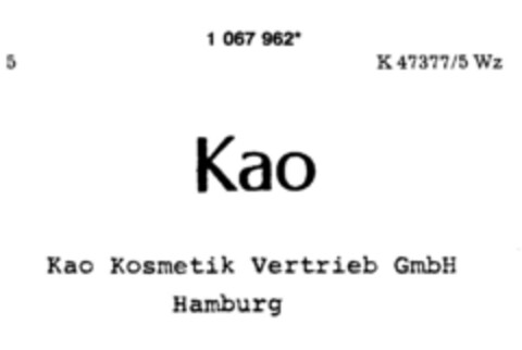 Kao Kao Kosmetik Vertrieb GmbH Hamburg Logo (DPMA, 28.07.1984)