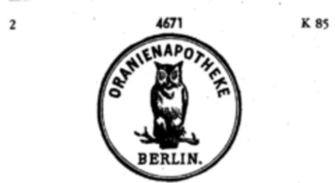 ORANIENAPOTHEKE BERLIN Logo (DPMA, 19.08.1887)