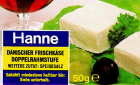 Hanne DÄNISCHER FRISCHKÄSE DOPPELRAHMSTUFE Logo (DPMA, 03.10.1990)