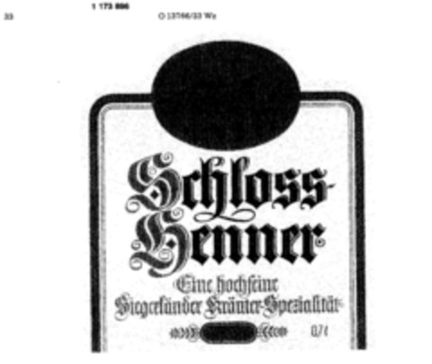 Alt Siegen Schloss Henner Eine hochfeine Siegerländer Kräuter-Spezialität Logo (DPMA, 09.03.1989)