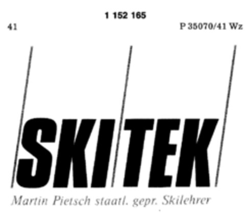 SKI TEK Martin Pietsch staatl. gepr. Skilehrer Logo (DPMA, 04/07/1987)