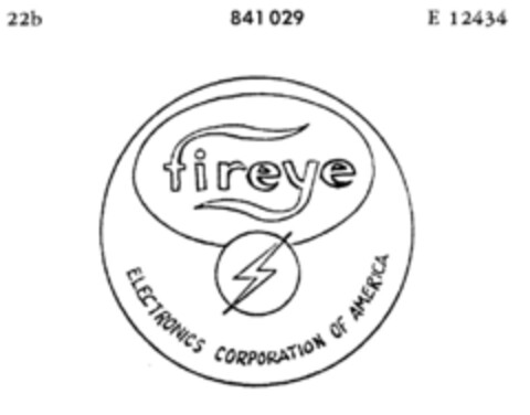 fireye ELECTRONICS CORPORATION OF AMERICA Logo (DPMA, 15.02.1967)