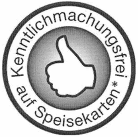 Kenntlichmachungsfrei auf Speisekarten Logo (DPMA, 07.10.2005)