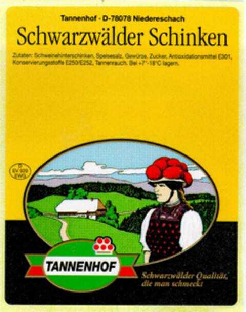 Schwarzwälder Schinken TANNENHOF Logo (DPMA, 08.04.1998)