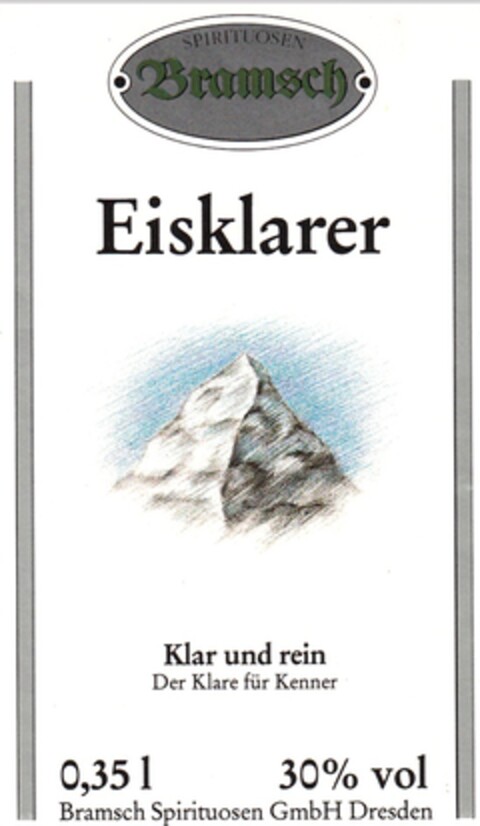 Bramsch Eisklarer Klar und rein Der Klare für Kenner Logo (DPMA, 17.07.1992)