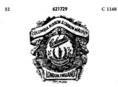 COLUMBIA RIBBON & CARBON M'F'G CO. LTD. Columbia BRAND Logo (DPMA, 01/11/1951)