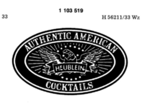 HEUBLEIN AUTHENTIC AMERICAN COCKTAILS Logo (DPMA, 06/10/1986)